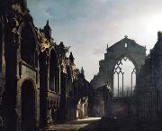 louis daguerre Ruins of Holyrood Chapel by Louis Daguerre Spain oil painting artist